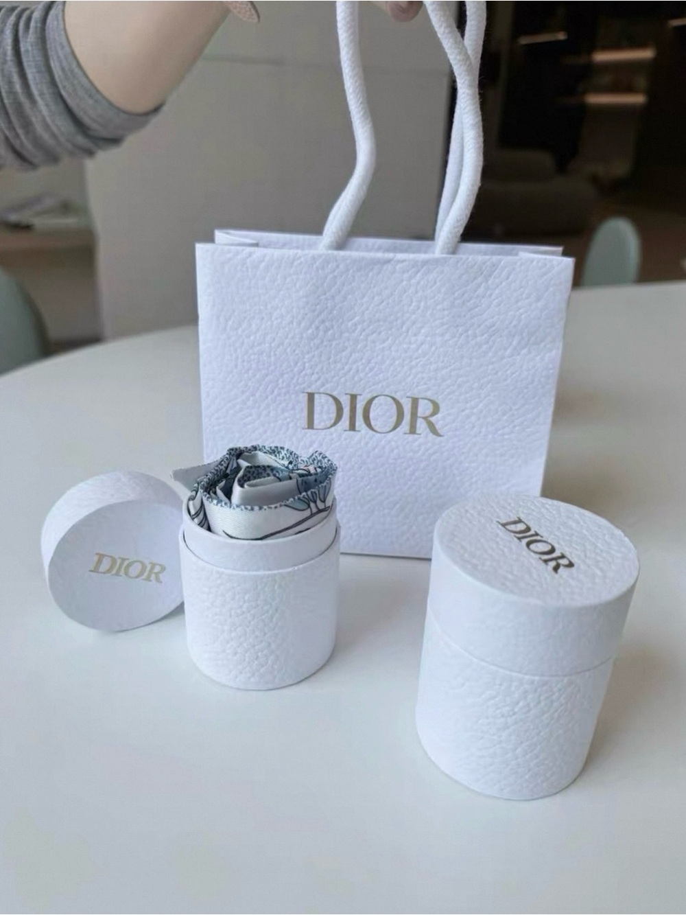 Dior Parfums Collection Silk Butterfly Neck Scarves - Blue, Green or Pink - Picture 5 of 6